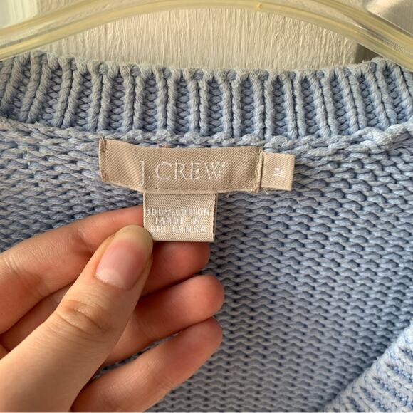 J. Crew Womens Sweater Size M Baby Blue Pullover V-Neck Cotton Tight Knit - Picture 2 of 5